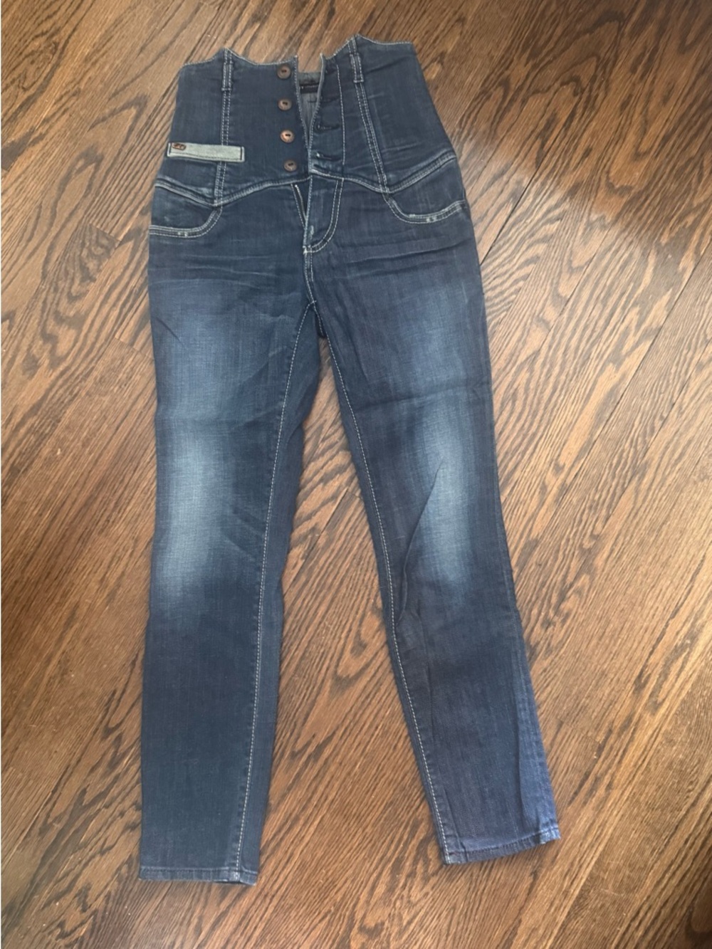 MISS SIXTY High-Waist Dark Blue Jeans with Button Front size 24 worn once